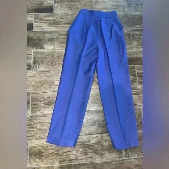 Vintage Christian Dior Blue Pleated Wool Pants - Picture 2 of 6